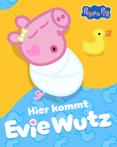 Zur Ankunft von Baby Evie feiert Familie Wutz im PEPPA PIG Park Günzburg ab dem 16. Juni eine große "Hallo Baby"-Party, bei der große und kleine Fans Peppas kleine Schwester erstmals persönlich treffen können.